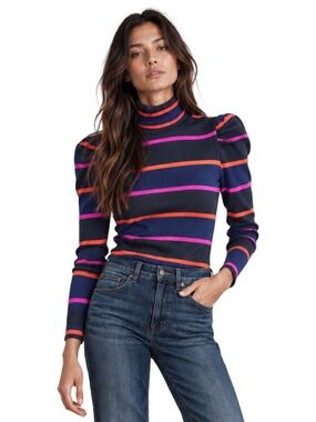 $198 VERONICA BEARD Cedar Turtleneck Top In Black Sz S